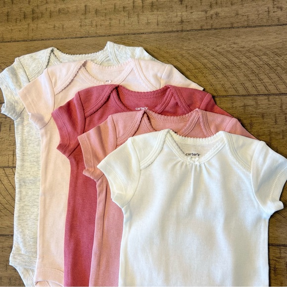 Carter’s bow onesies bundle of 5 - baby girl onesie lot - new without tags - 6m - Picture 2 of 5